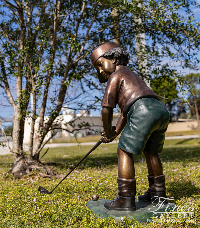 Bronze Statues  - Bronze Statue Of Young Golfer - BS-193